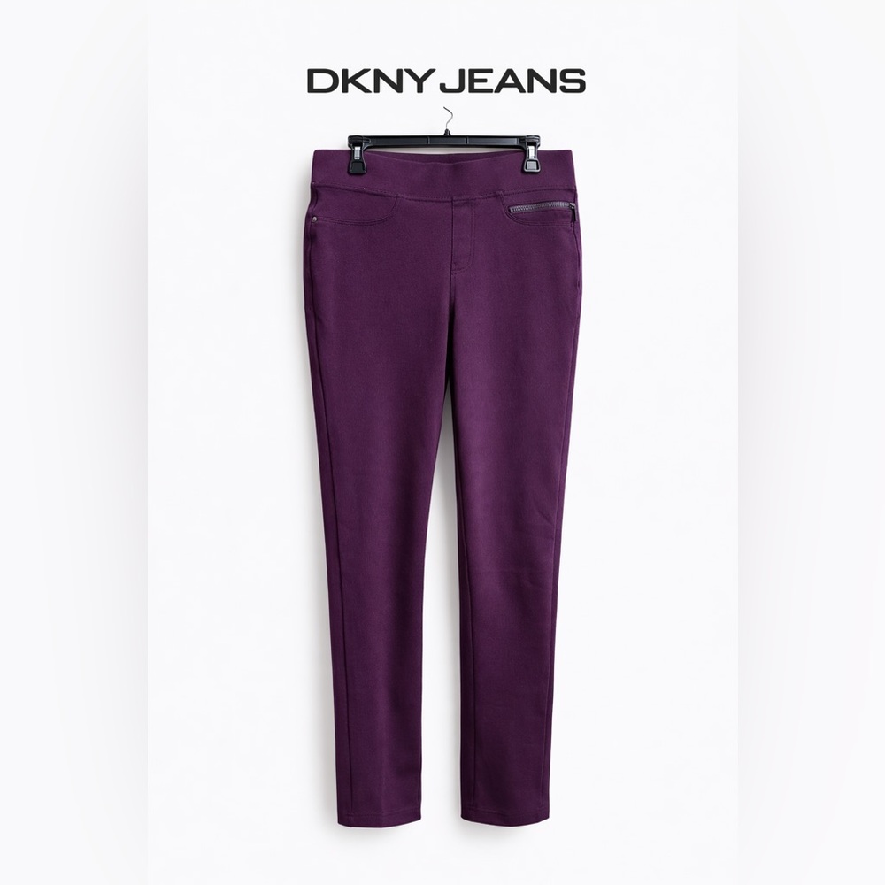 DKNY Jeans Plum Ponte Knit Pull On Pants Stretch Slim Leg Size Small Fall 2026!